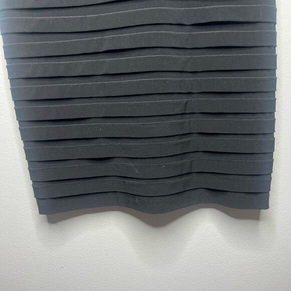 Adrianna Papell Black Lace Dress Shutter Pleated Women's 8 V-Neck Cap Sleeve - Picture 6 of 12